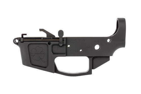 FM Products 9mm billet stripped lower receiver for the AR15 accepts Glock magazines and features a Shamrock roll mark